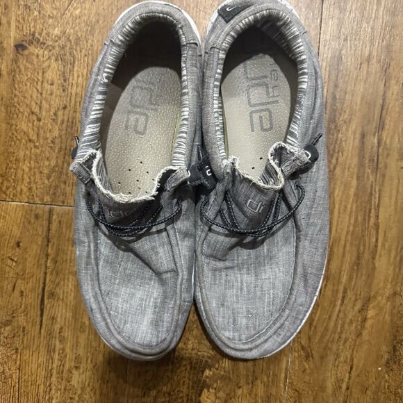 Hey Dude Wally Chambray Castlerock Men Size 12 Slip On Comfort Orthopedic Shoes - Picture 1 of 4